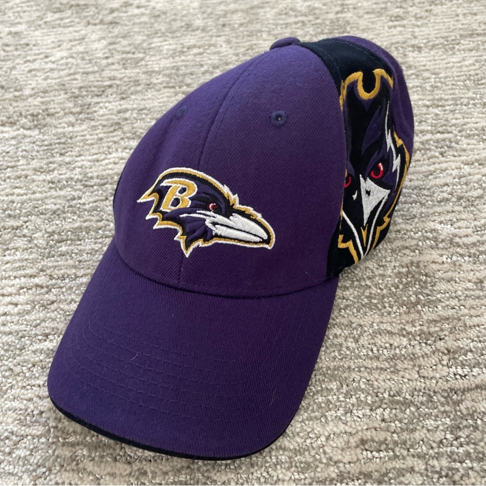 Vintage Reebok Baltimore Ravens Purple Curved Brim Adjustable Hat Large Logo